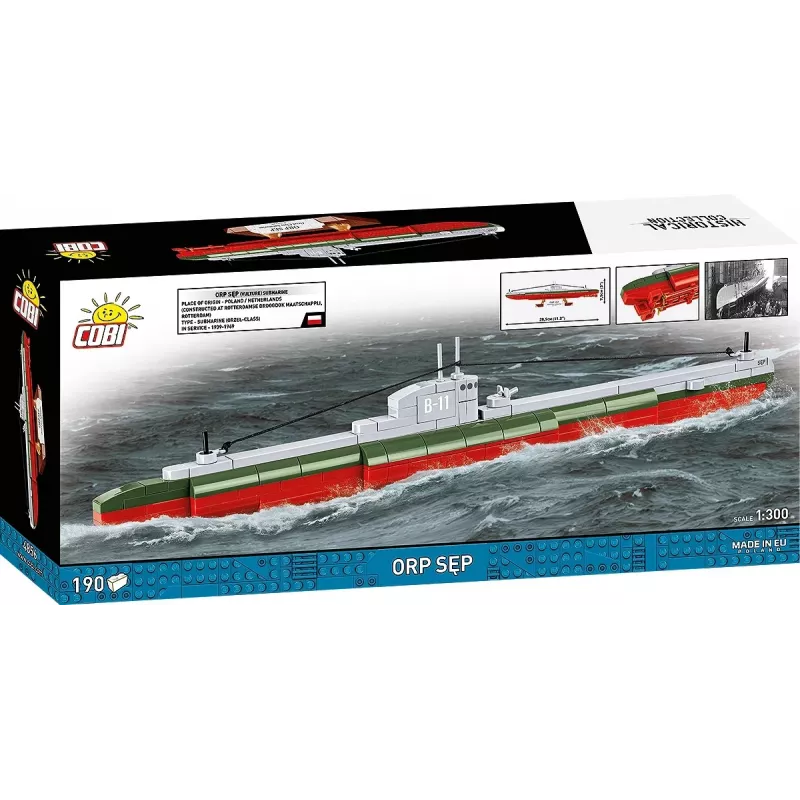 Kit di montaggio in plastica Cobi sottomarino polacco ORP Sęp scala 1:300 (COBI-4856)