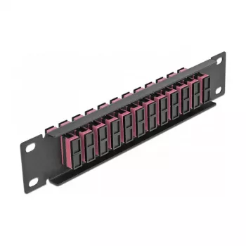 Patch panel fibra ottica DeLOCK 10 pollici 12 porte SC duplex viola 1U nero