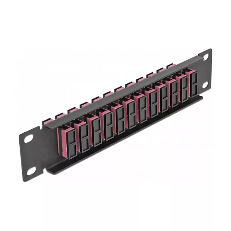 Patch panel fibra ottica DeLOCK 10 pollici 12 porte SC duplex viola 1U nero