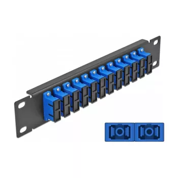 Patch panel fibra ottica DeLOCK 10 pollici 12 porte SC duplex blu 1U nero