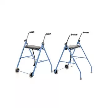 Deambulatore riabilitativo a due ruote ARmedical PPC005 – blu/nero, telaio in acciaio, altezza regolabile, seduta inclusa