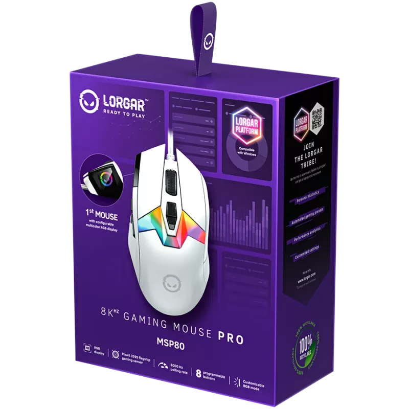 Mouse gaming LORGAR MSP80 8000 Hz con filo