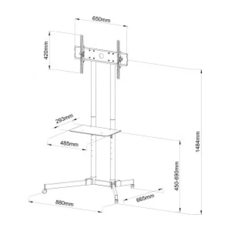 ART STO S-08A Carrello TV mobile con supporto per schermi da 30-65 pollici, max 60 kg