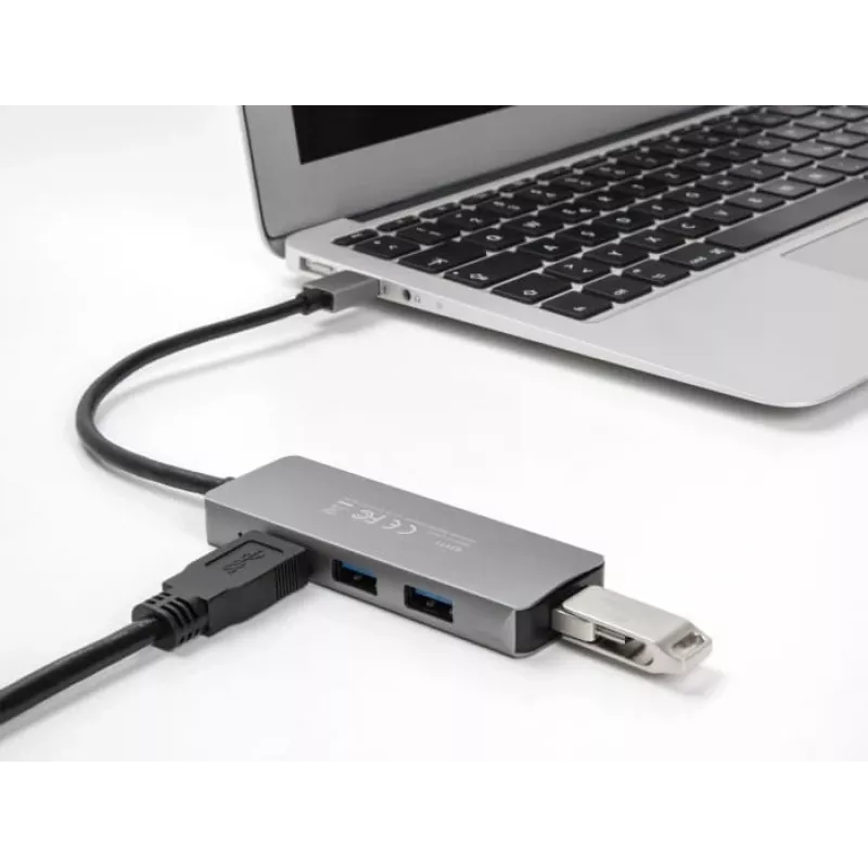Hub USB DeLOCK 63171 3.2 Gen 1 Type-A 5000 Mbit/s grigio