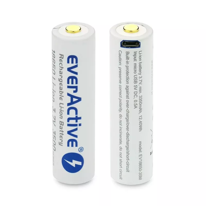Batteria ricaricabile Li-Ion 18650 3,7V everActive 3500mAh (1 pz.) micro-USB con protezione