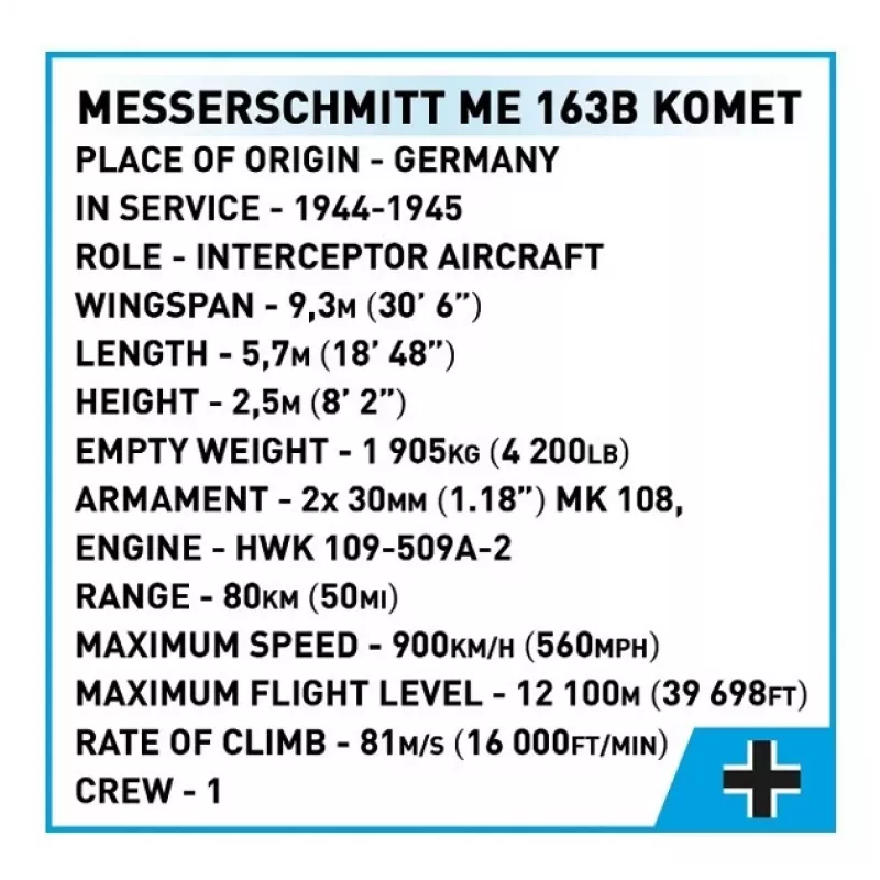 Mattoncini Messerschmitt Me 163B Komet 543 pezzi