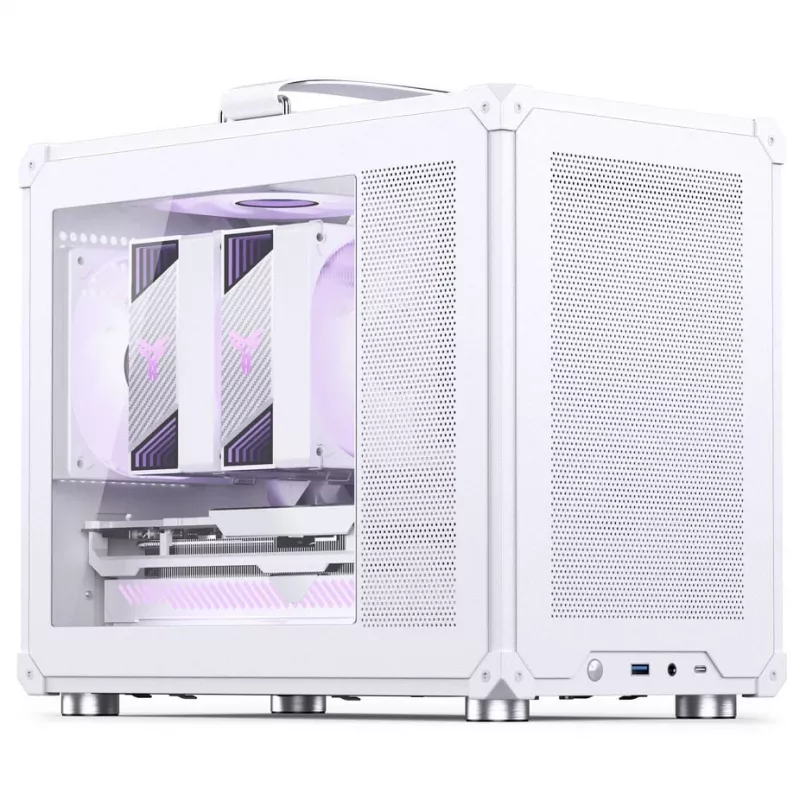 Case per PC Jonsbo C6 MAX, case mini, Micro-ATX, vetro temperato - bianco