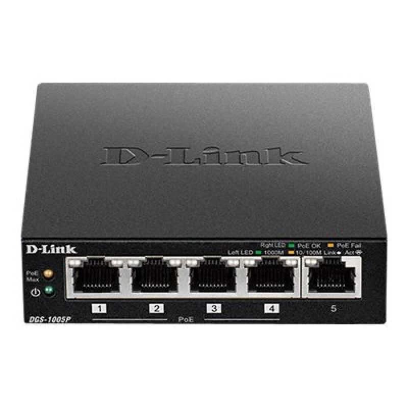 Switch di rete D-Link DGS-1005P/E unmanaged Gigabit Ethernet (10/100/1000) Power over Ethernet (PoE) nero