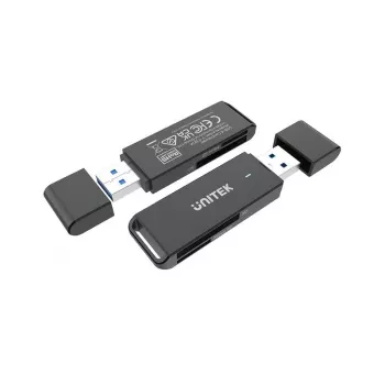 Lettore di schede Unitek Y-9327A USB 3.2 Gen 1 Type-A — MicroSD/SD, 2 slot, 5000 Mbit/s, nero