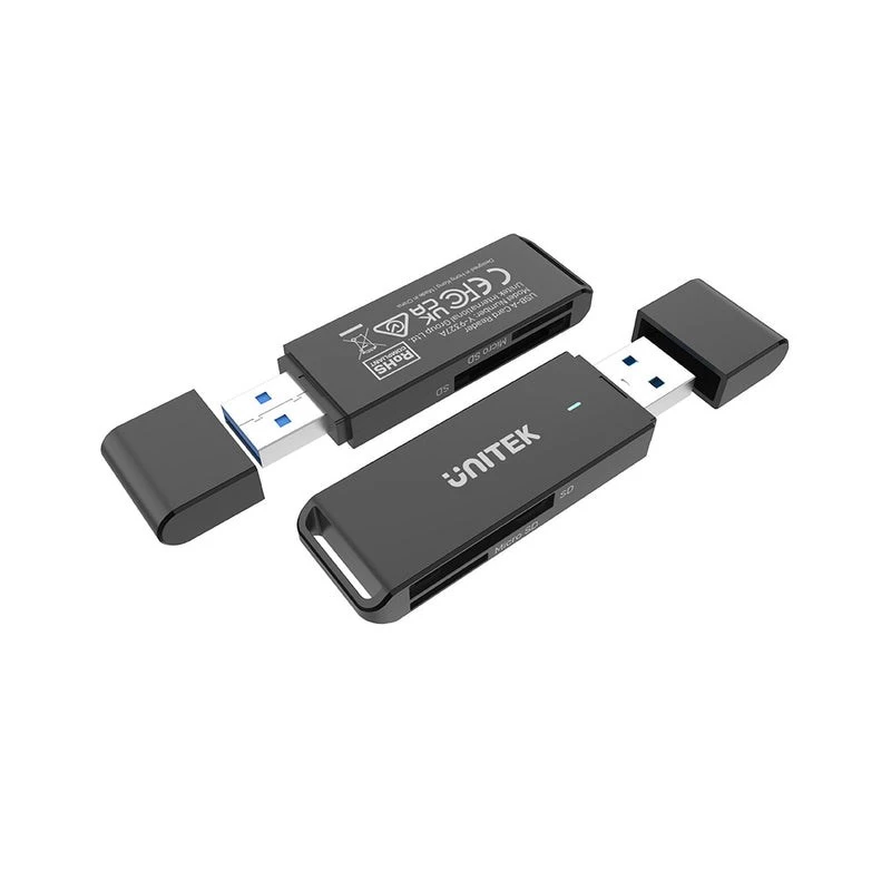 Lettore di schede Unitek Y-9327A USB 3.2 Gen 1 Type-A — MicroSD/SD, 2 slot, 5000 Mbit/s, nero