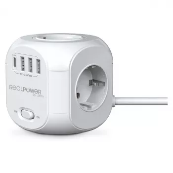 Prolunga RealPower PowerBox 431 1,8 m 4 prese per interni bianco