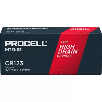 Batteria al litio Duracell CR123A 3V — cella singola, tensione nominale 3V