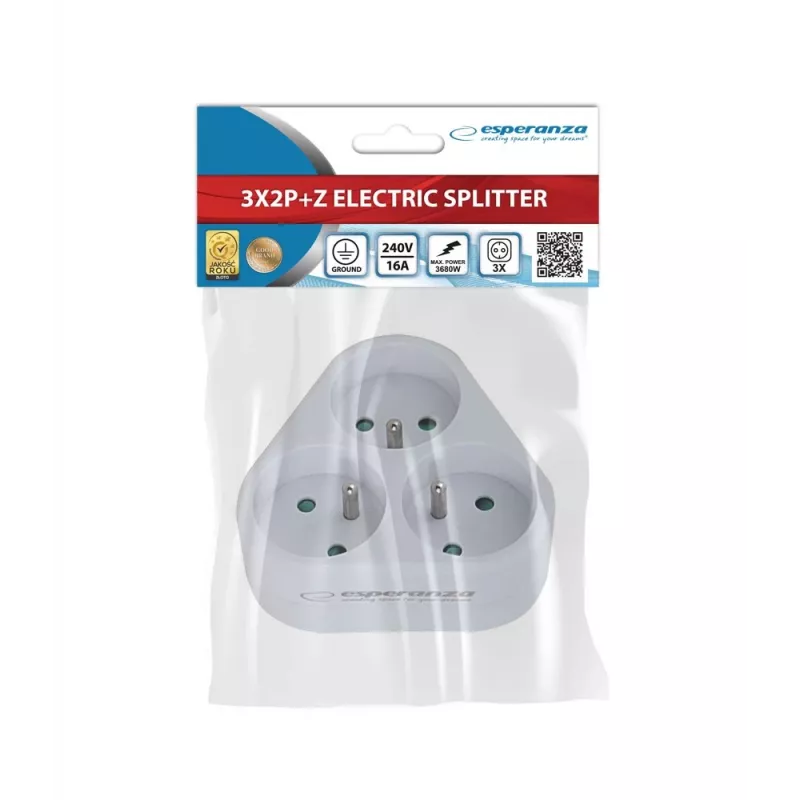 Esperanza ELK303W multipresa elettrica, 3 prese, bianca