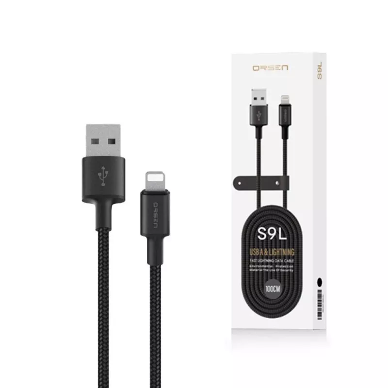 Cavo USB-A a Lightning Orsen S9L 1 m 2,1A — nero