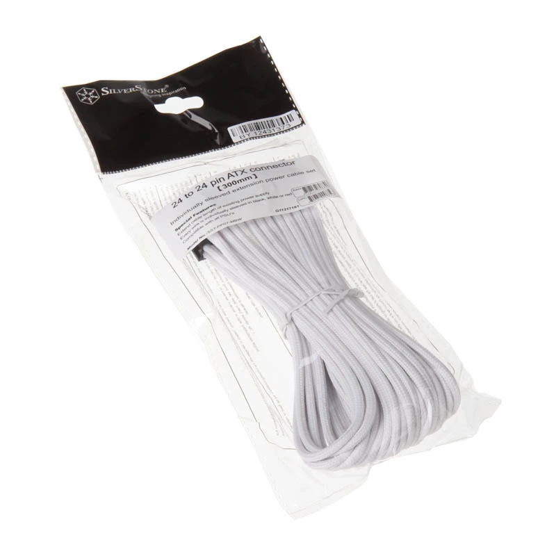 SilverStone PP07-MBW - prolunga di alimentazione - ATX, 24 pin (M) - ATX, 24 pin (F) - 30cm - bianco (SST-PP07-MBW)