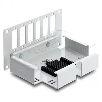 Patch panel DELOCK 6 porte in fibra ottica per SC duplex o LC quad, grigio in metallo, montaggio su guida DIN