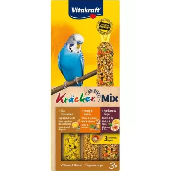 Snack per uccelli Vitakraft Kräcker cilindro 80 g ×3 – snack al gusto di cereali per uccelli