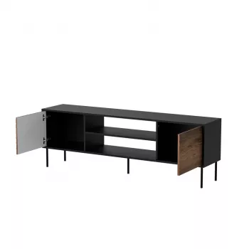 Mobile TV cama meble EF CORTINA 180×40×60 cm, piano superiore nero, struttura noce