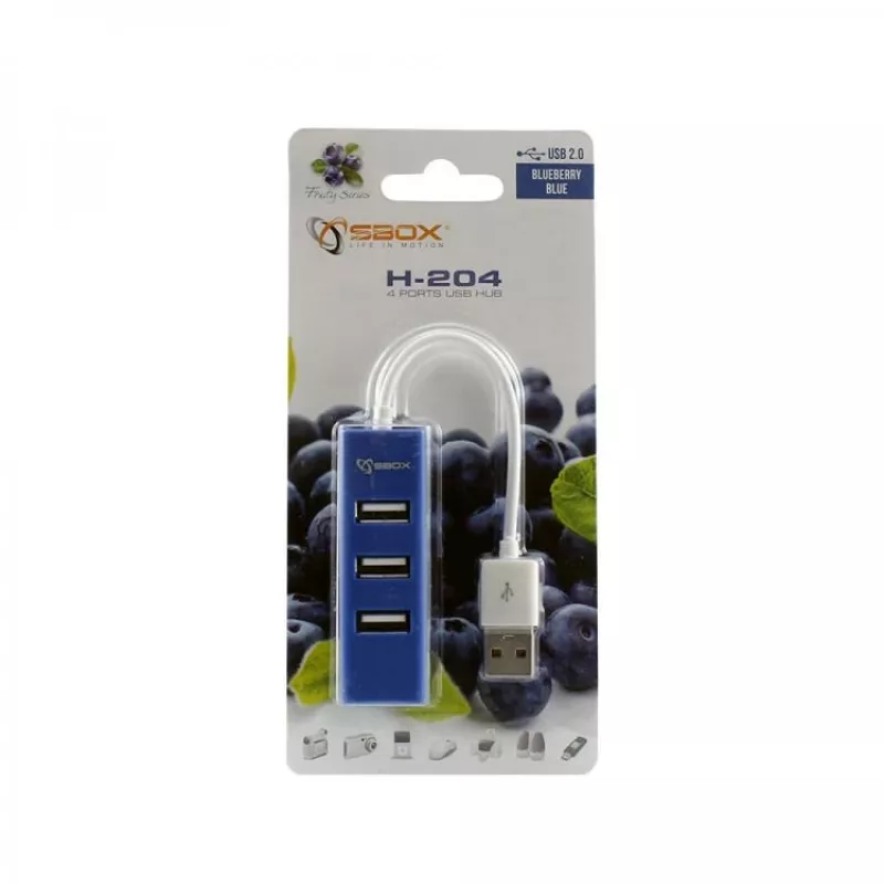 Sbox H-204 USB hub USB 4 porte blu mirtillo