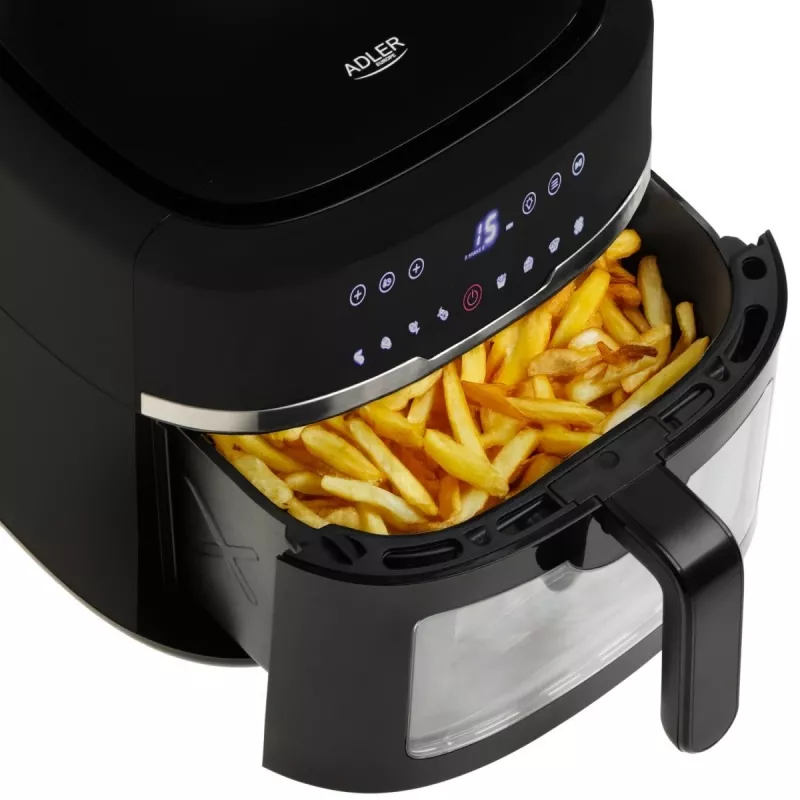 Adler AD 6318 friggitrice ad aria, 8 l, 2500 W, display LCD, 9 programmi, nera