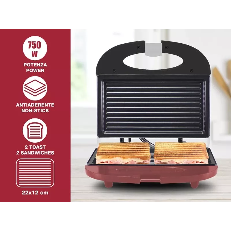 Tostapane Beper P101TOS010, tostapane elettrico 2 fette con controllo di doratura regolabile
