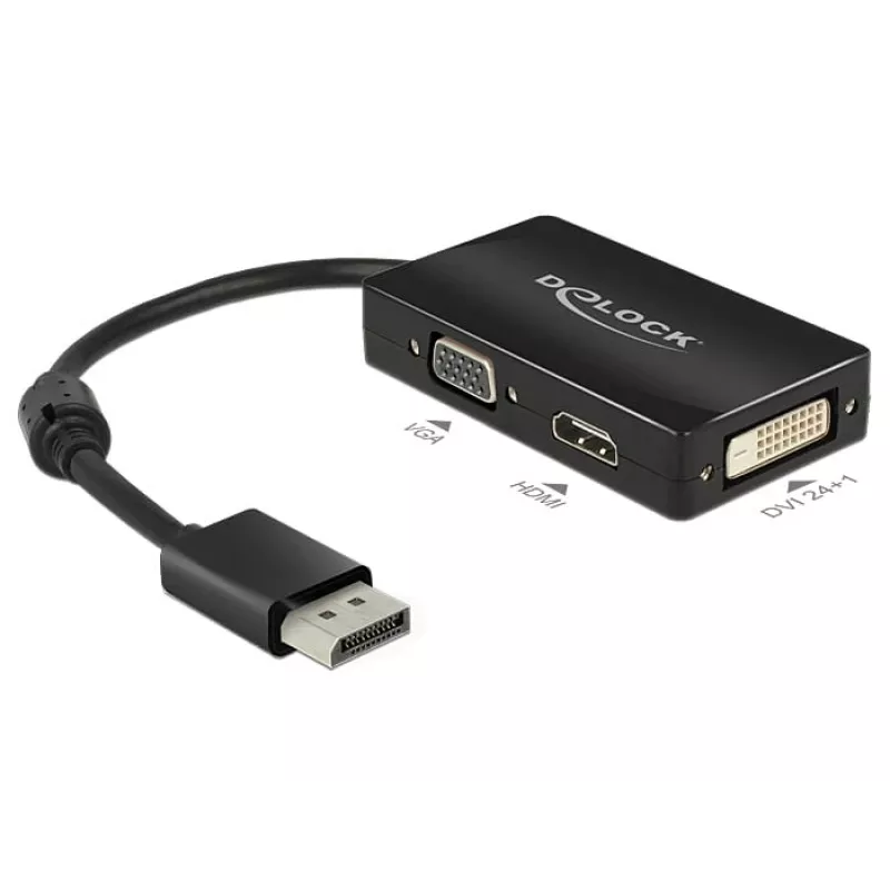 DeLOCK 0,16 m DisplayPort/VGA+HDMI+DVI VGA (D-Sub)+ HDMI + DVI nero
