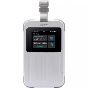 Router portatile Acer Connect M6E con 20 GB, dual band (2,4 GHz + 5 GHz o 2,4 GHz + 6 GHz), Wi‑Fi 6E, 5G, IP68, 2x2 antenne interne, 4 GB RAM, CPU 2,5 GHz