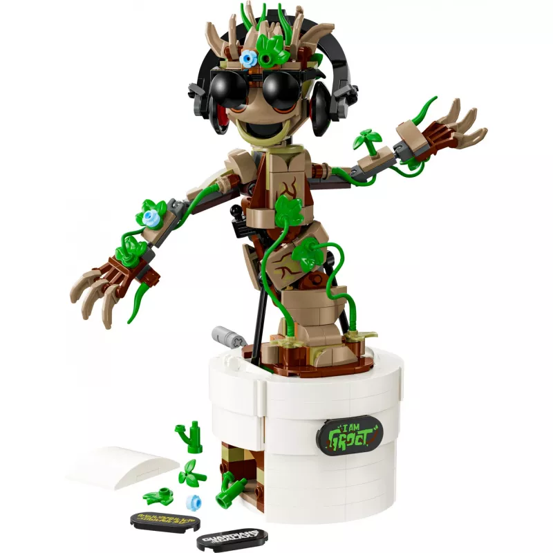 LEGO Marvel Dancing Groot figura action animata da costruire – personaggio Guardiani della Galassia – set di gioco interattivo azionato a mano per bambini – supereroe