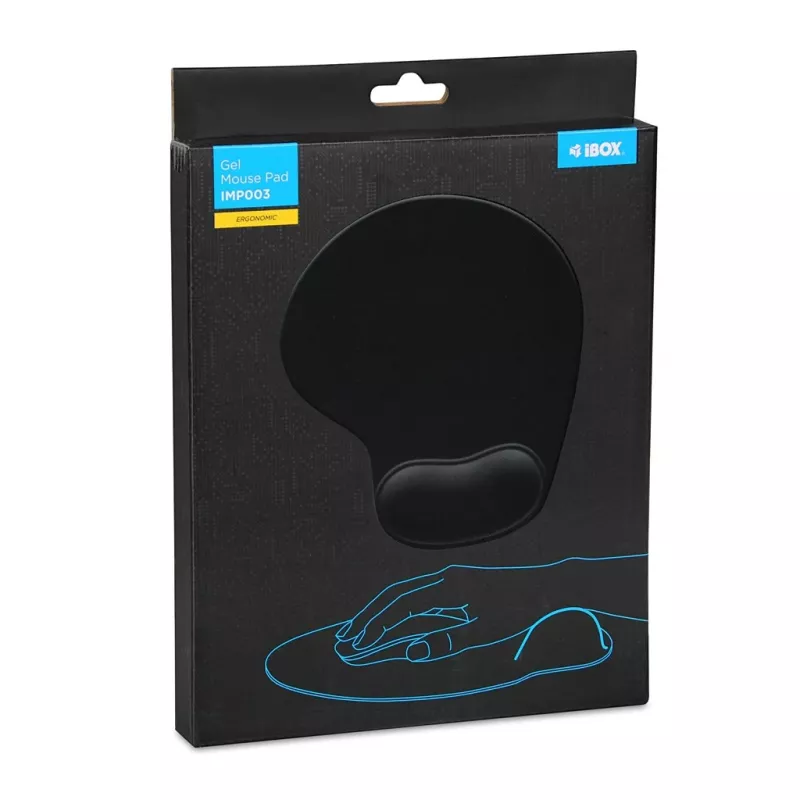 Tappetino mouse IB0X IMP003 con poggiapolsi, nero, 190×230 mm