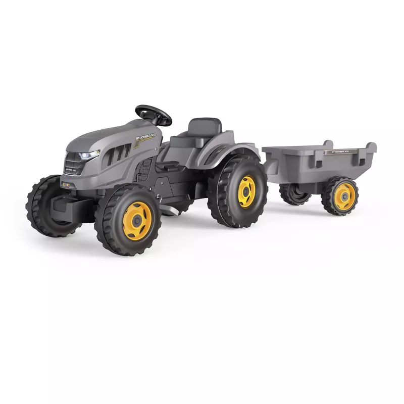 Trattore a pedali per bambini Simba-Dickie Stronger XXL con rimorchio, antracite