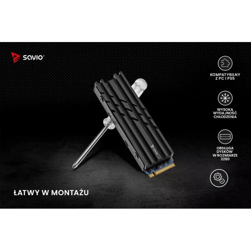 SAVIO AK-60 dissipatore per unità M.2 NVMe 2280, nero