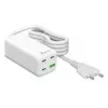 Caricabatterie da viaggio MediaRange MRMA124 100W AC, 3x USB-C, ingresso 100–240V, cavo 1,5 m, bianco