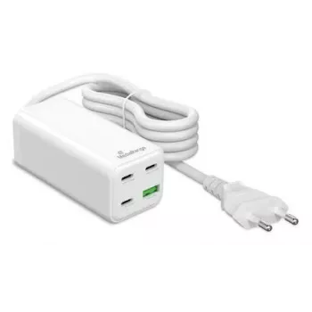 Caricabatterie da viaggio MediaRange MRMA124 100W AC, 3x USB-C, ingresso 100–240V, cavo 1,5 m, bianco