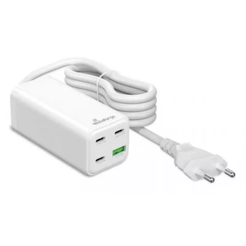 Caricabatterie da viaggio MediaRange MRMA124 100W AC, 3x USB-C, ingresso 100–240V, cavo 1,5 m, bianco