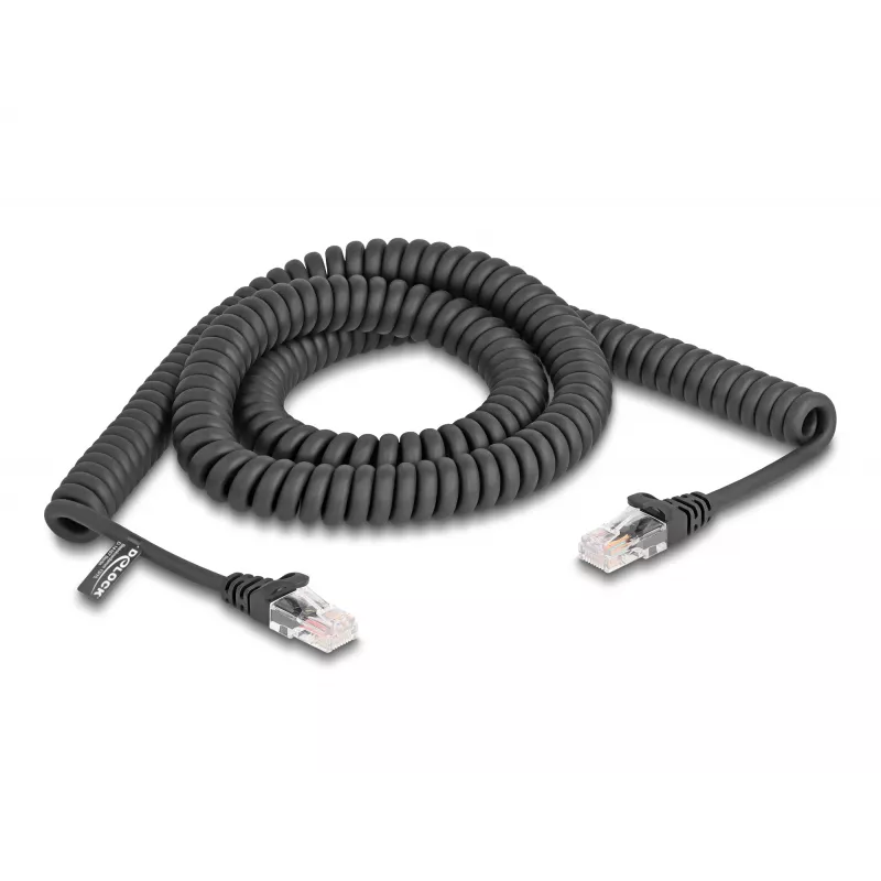 Cavo a spirale DeLOCK RJ45 connettore maschio a connettore maschio Cat.5e 3 m nero