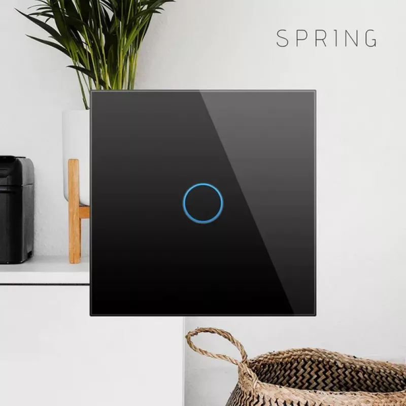 Interruttore touch singolo Spring modello 0 vetro nero