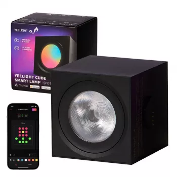 Lampada da tavolo intelligente Yeelight Cube — multicolore, Wi‑Fi/Bluetooth, 2,4 GHz, Bluetooth 5.0, AC 100–240 V, cavo 1,5 m, nero