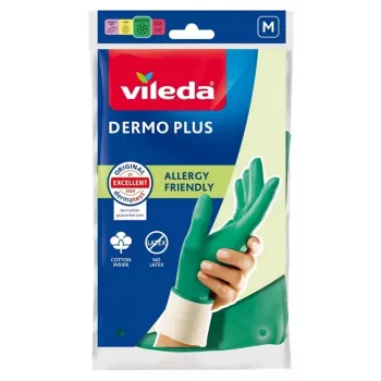 Guanti Vileda Dermo Plus 'M' verdi cotone, nitrile
