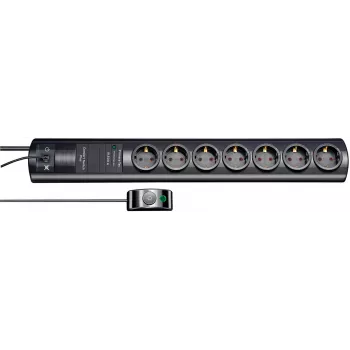 brennenstuhl Primera-Tec Comfort Switch Plus - protezione da sovratensione - corrente alternata 250 V - 3500 Watt - prese di uscita: 7 - 2,0m - Germania - nero