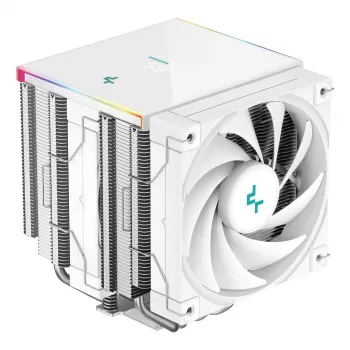 Dissipatore ad aria DeepCool AK620 Digital SE White — due ventole da 120 mm, 6 heatpipe, PWM, supporto LGA-1700, display integrato