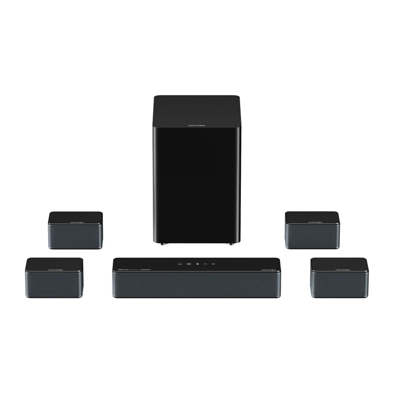 Diffusore Ultimea Poseidon D80 nero 7.1 canali, 8 diffusori, con e senza fili, subwoofer attivo