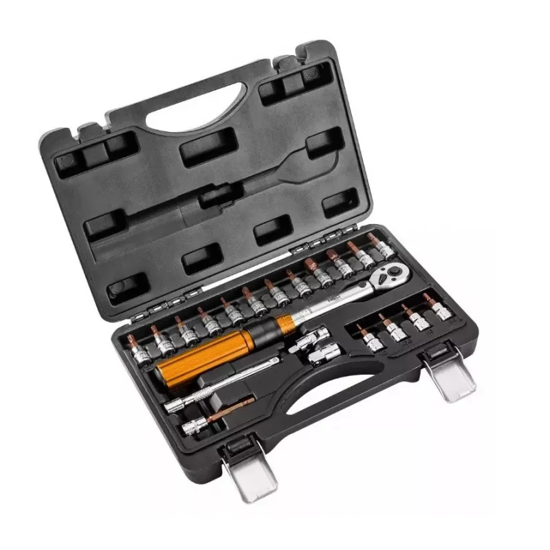 Neo Tools Chiave dinamometrica bidirezionale 1/4, 5-25NM, set da 21 pezzi