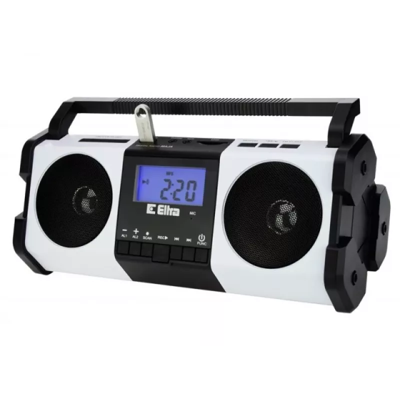 Radio portatile Eltra MAJA – bianca, design compatto, funzionamento a batteria o rete