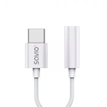 Adattatore audio USB Type 3.1 C (M) – Jack 3.5mm (F) bianco SAVIO AK-51