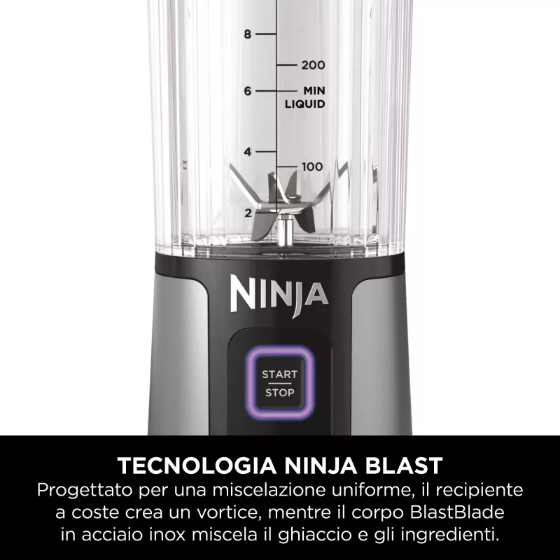 Frullatore sportivo Ninja Blast BC151EUNV — contenitore 0,53 L, 14,4 W, a batteria, blu