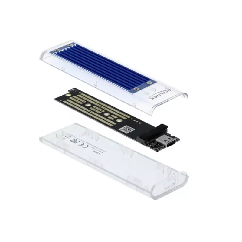 Case per SSD DeLOCK 42620 case esterno per SSD M.2 NVME PCIe con connettore femmina USB Type-C, trasparente