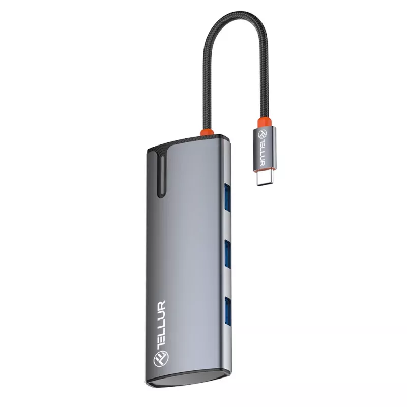 Hub USB-C Tellur TLL321061 con PD 3.0 100W, uscita HDMI e 3× porte USB 3.0