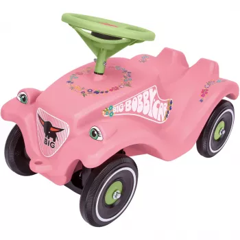 Bobby-Car-Classic Flower, cavalcabile rosa/verde chiaro