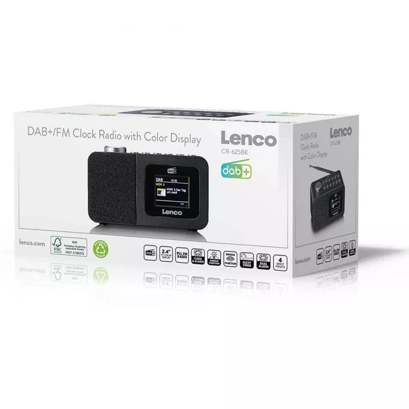Lenco CR-625BK radiosveglia DAB+/FM con Bluetooth e ricarica wireless, nero