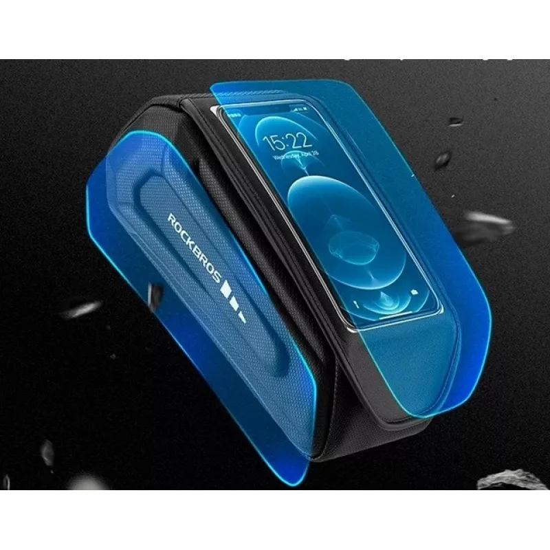 Borsa da telaio per bici Rockbros modello con capacità 1,7 l, scomparto per telefono, nero